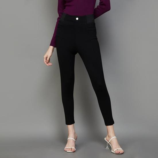ginger women solid high-rise trousers