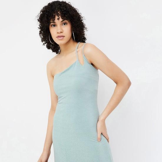 ginger women solid one shoulder midi dress