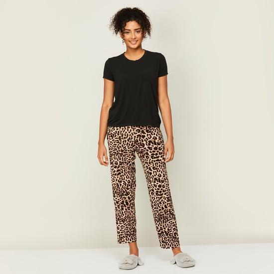 ginger women solid t-shirt with printed pyjamas