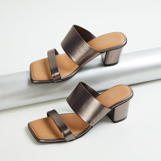ginger women solid two-straps block heel sandals