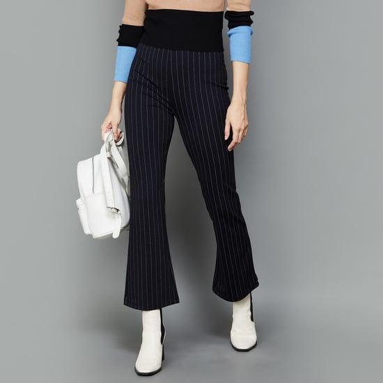 ginger women striped bootcut trousers
