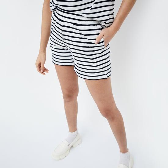 ginger women striped elasticated regular shorts