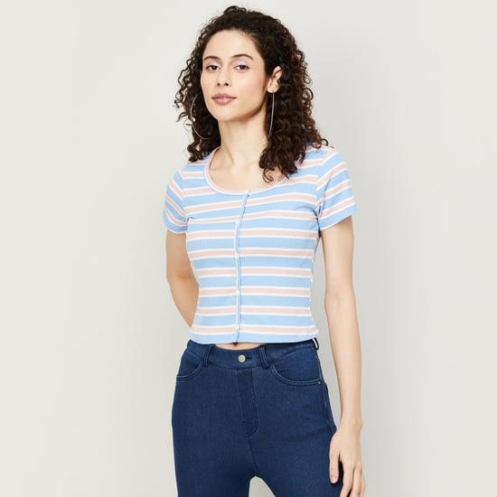 ginger women striped knit crop top