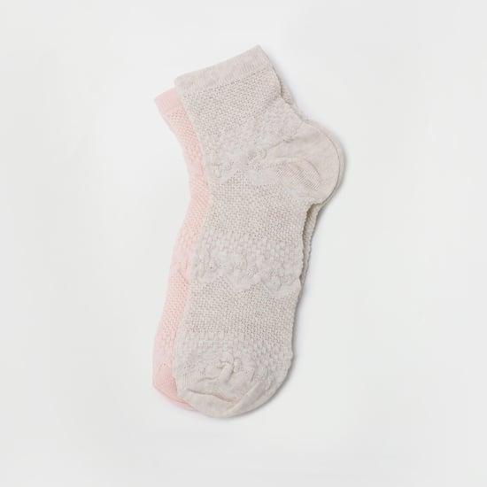 ginger women textured ankle length socks - set of 2