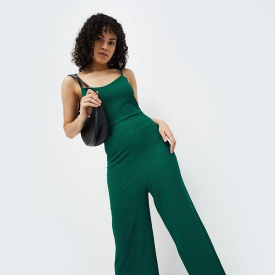 ginger women textured flared jumpsuit