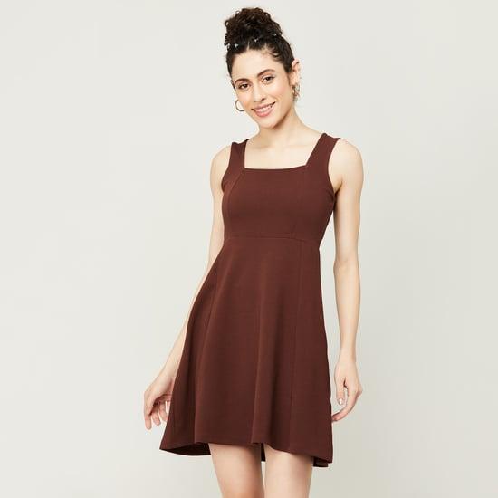 ginger women textured square neck a-line dress