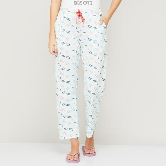 ginger women typographic printed drawstring waist pyjamas