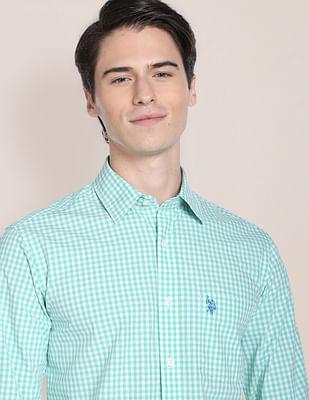 gingham check cotton casual shirt
