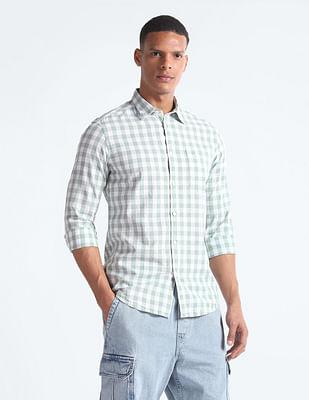 gingham check cotton shirt