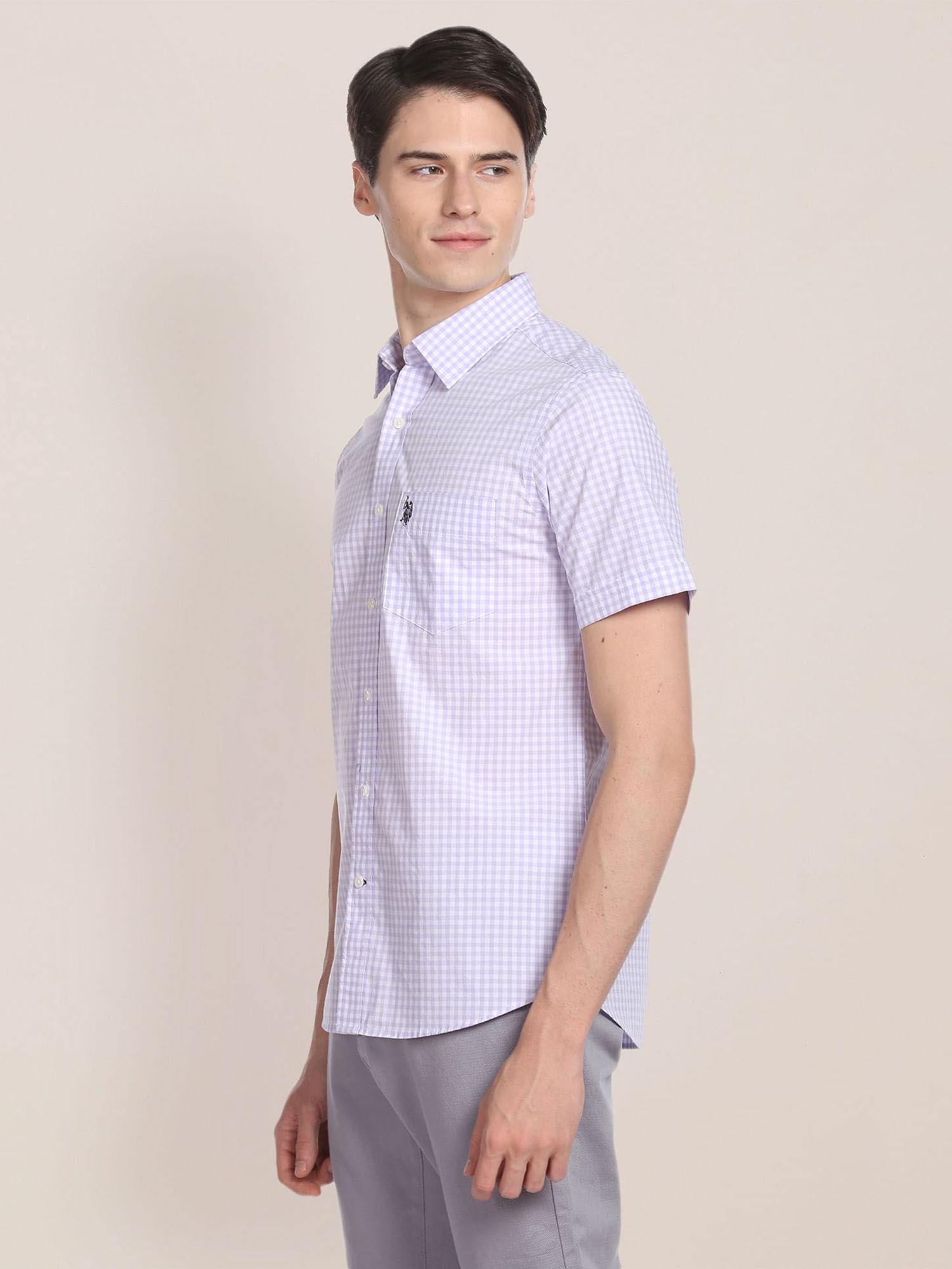 gingham check pinpoint oxford casual shirt