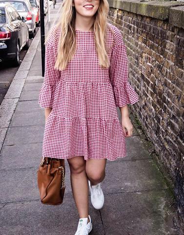 gingham city midi dress