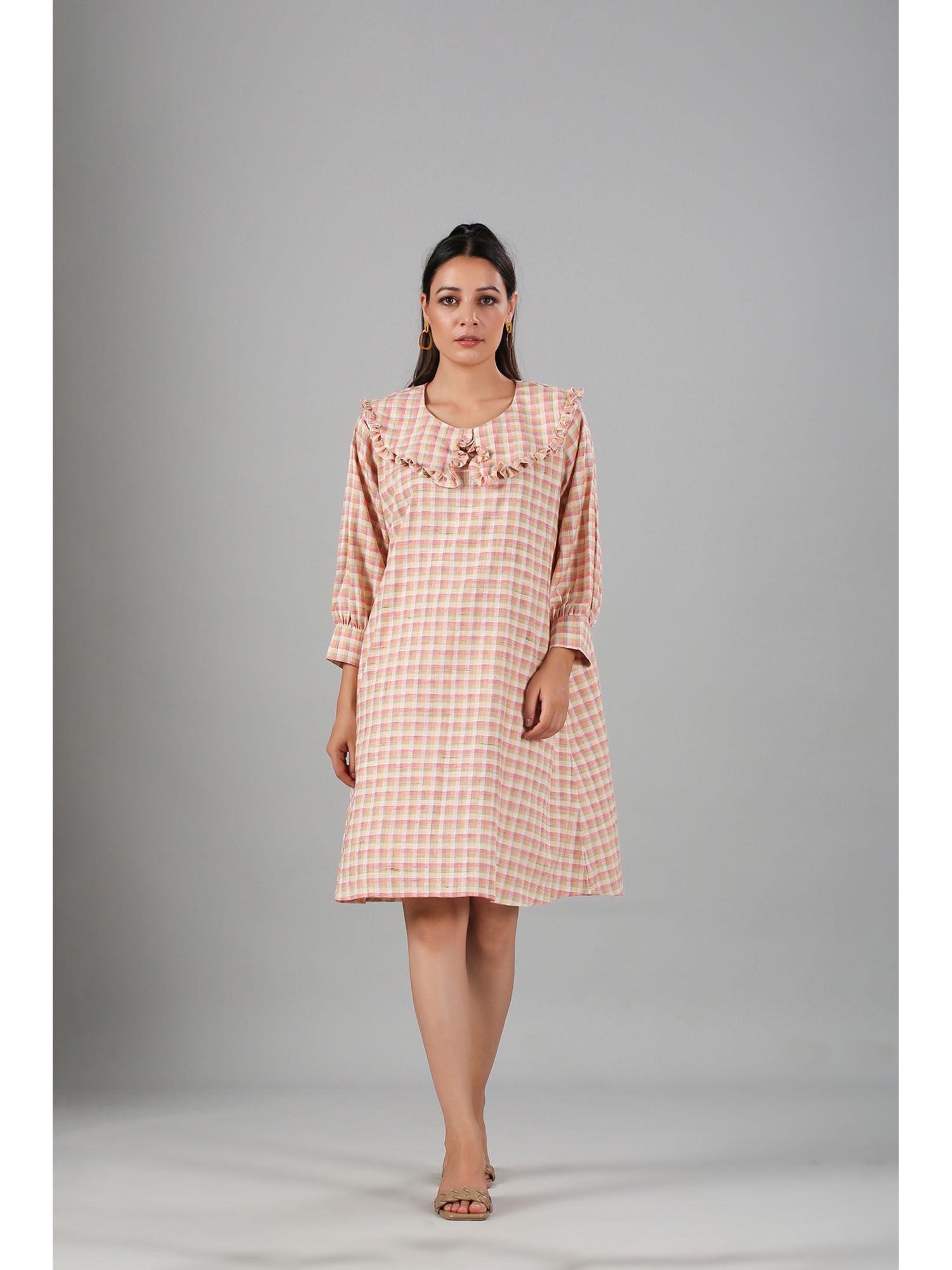 gingham knee length dress