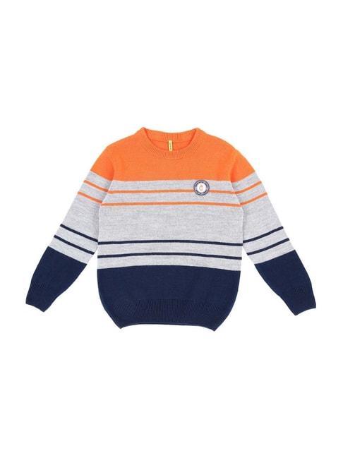 gini-&-jony-kids-orange-&-grey-color-block-sweater