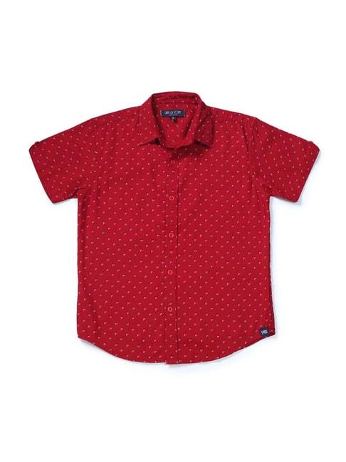 gini & jony kids red cotton printed shirt