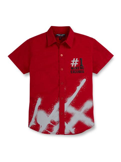 gini & jony kids red printed shirt