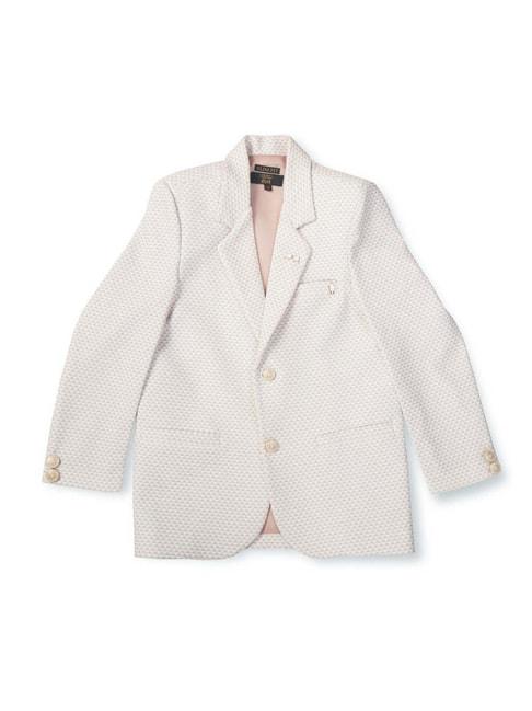 gini & jony kids white cotton printed full sleeves blazer