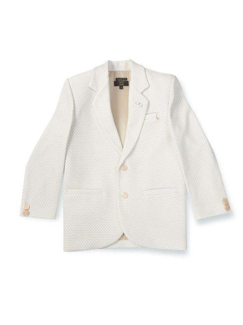 gini & jony kids white cotton self pattern full sleeves blazer