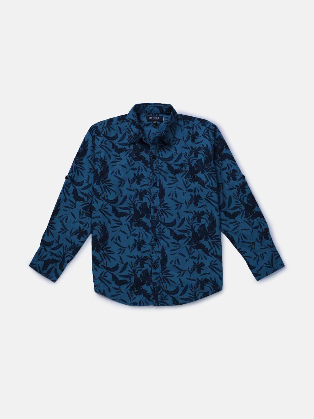 gini and jony boys blue classic floral printed casual shirt