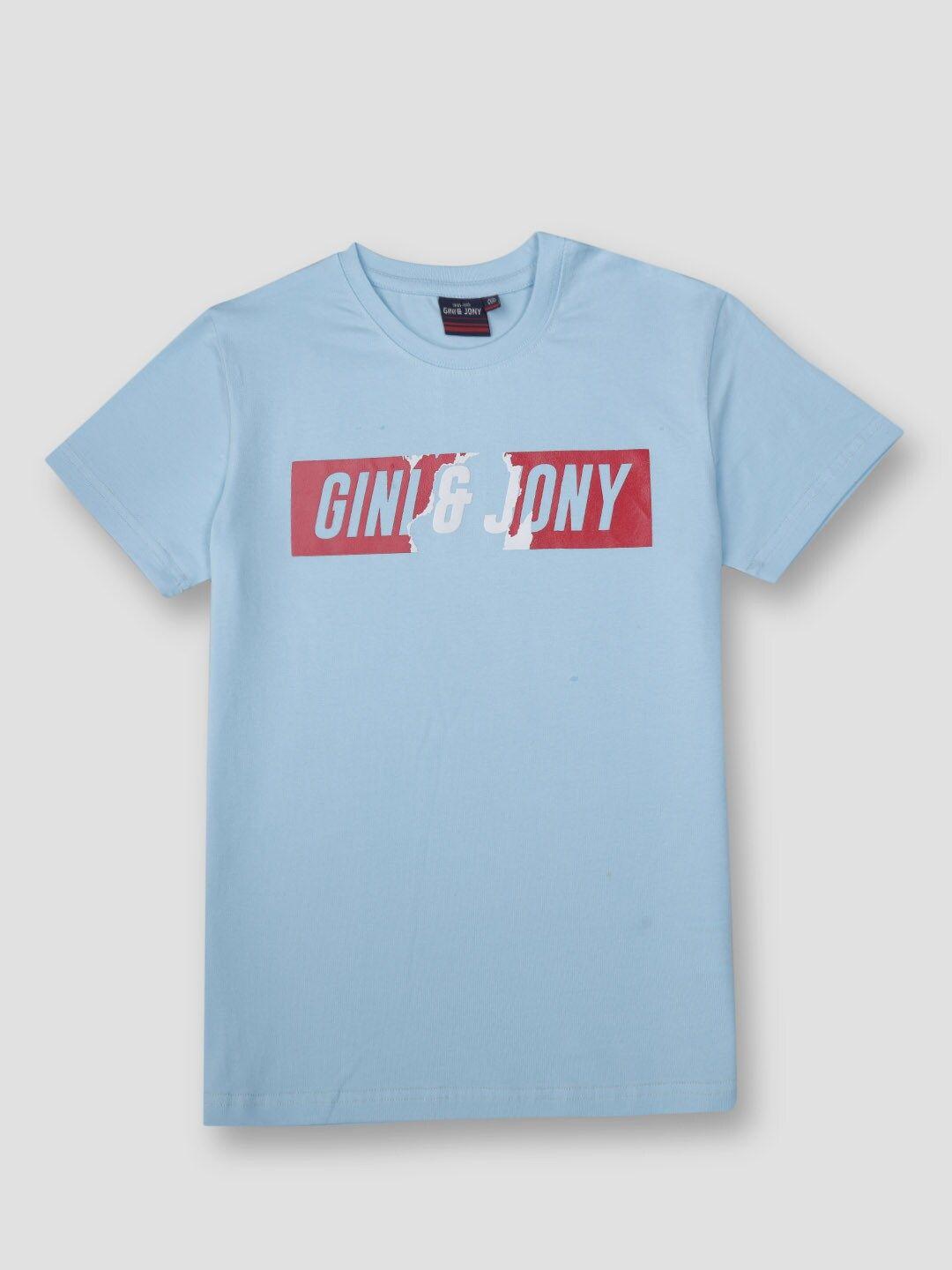 gini and jony boys blue typography  t-shirt