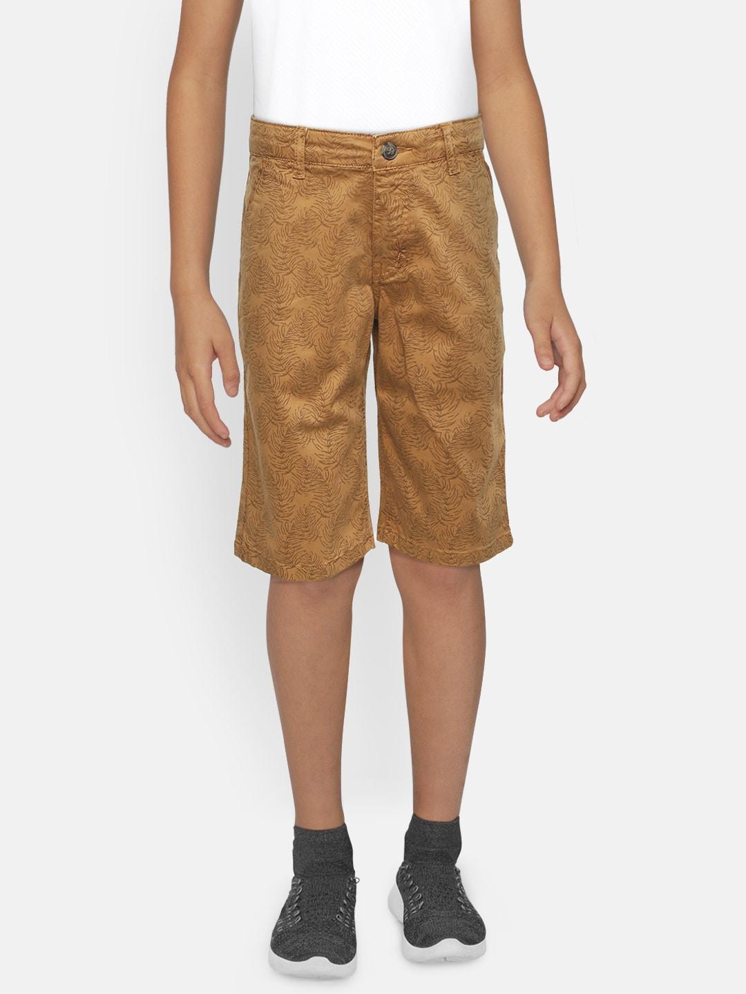gini and jony boys brown printed classic fit shorts