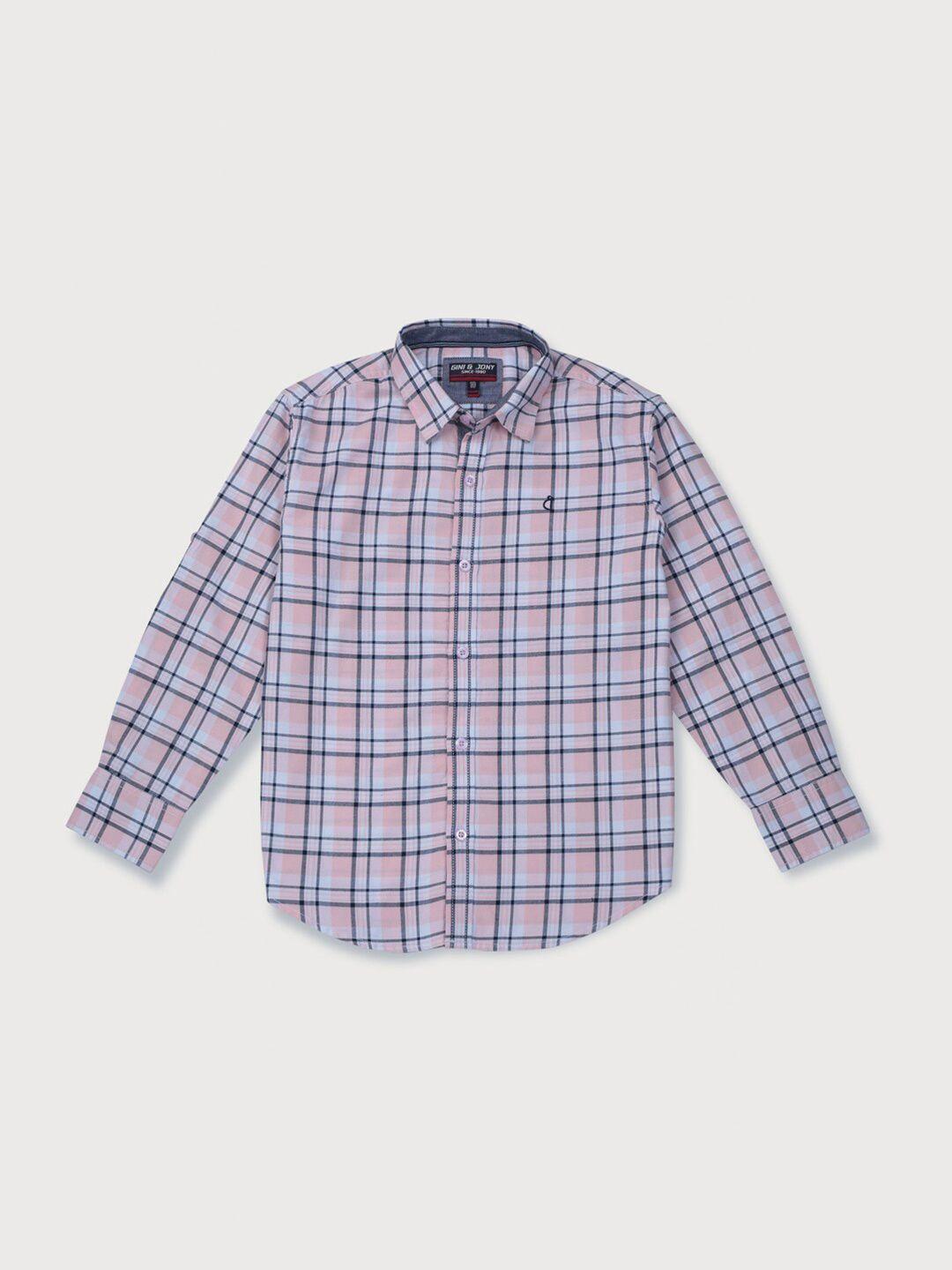 gini and jony boys checked cotton casual shirt