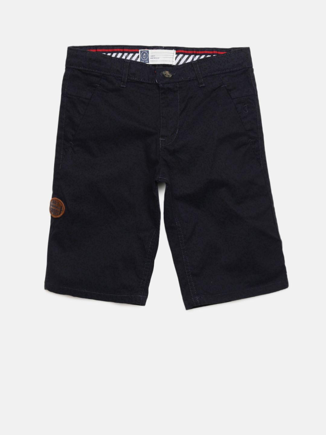 gini and jony boys navy blue solid regular fit bermuda shorts