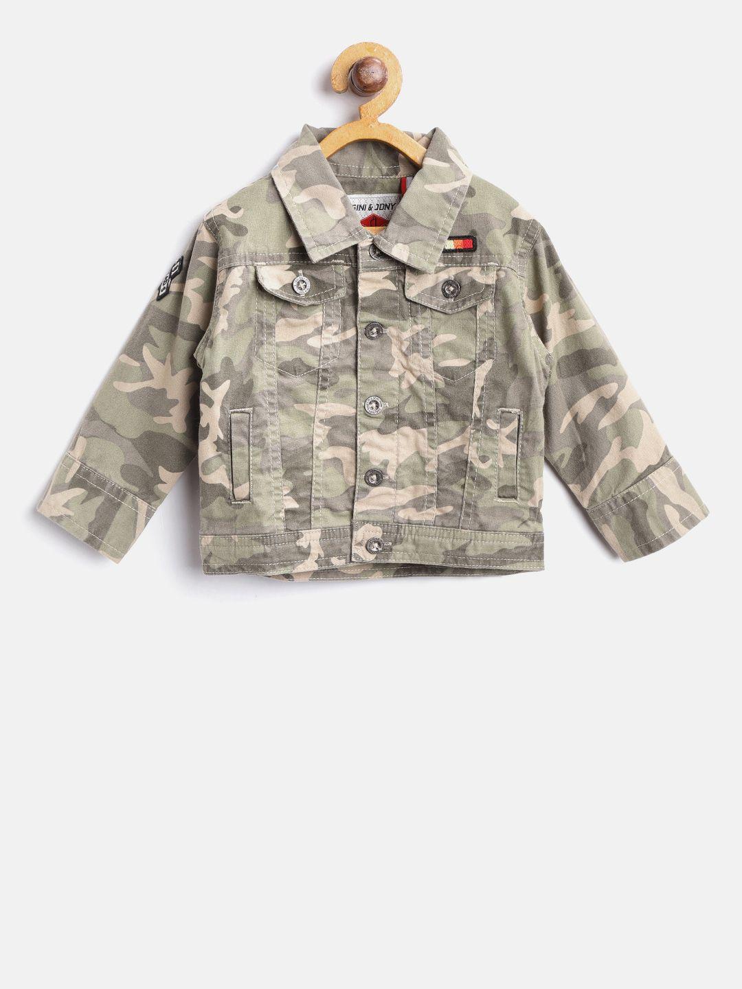 gini and jony boys olive green camouflage print tailored jacket