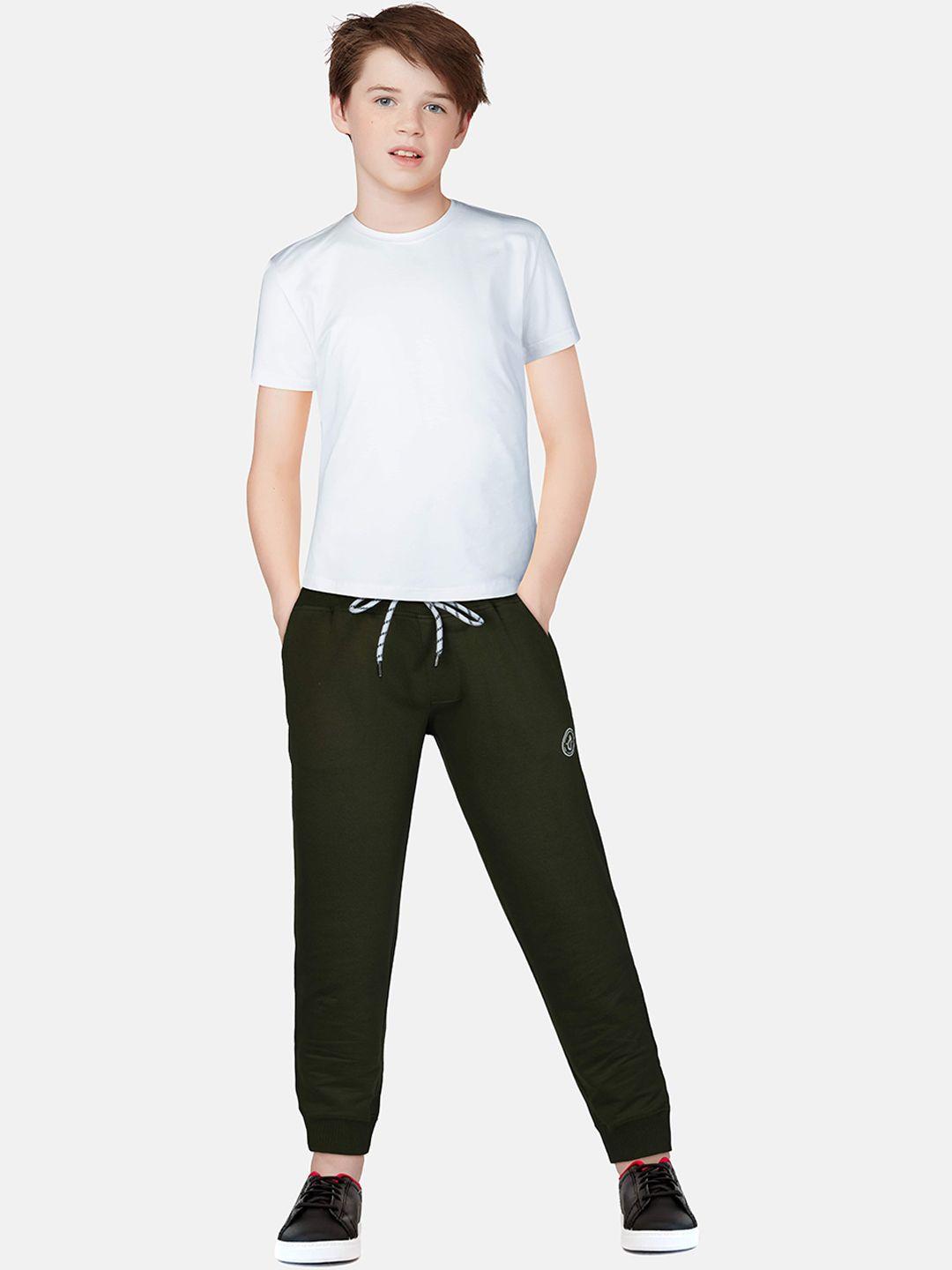 gini and jony boys olive solid elasticated track pant