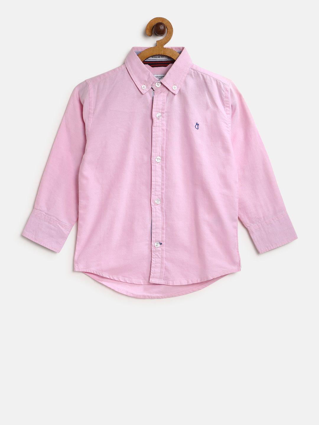 gini and jony boys pink regular fit solid casual shirt