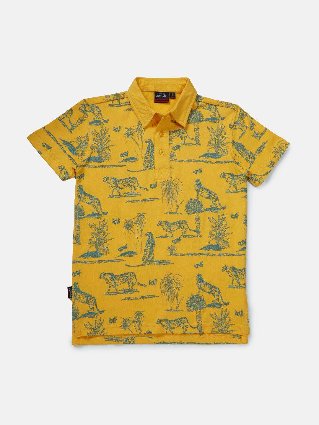 gini and jony boys printed polo collar cotton t-shirt