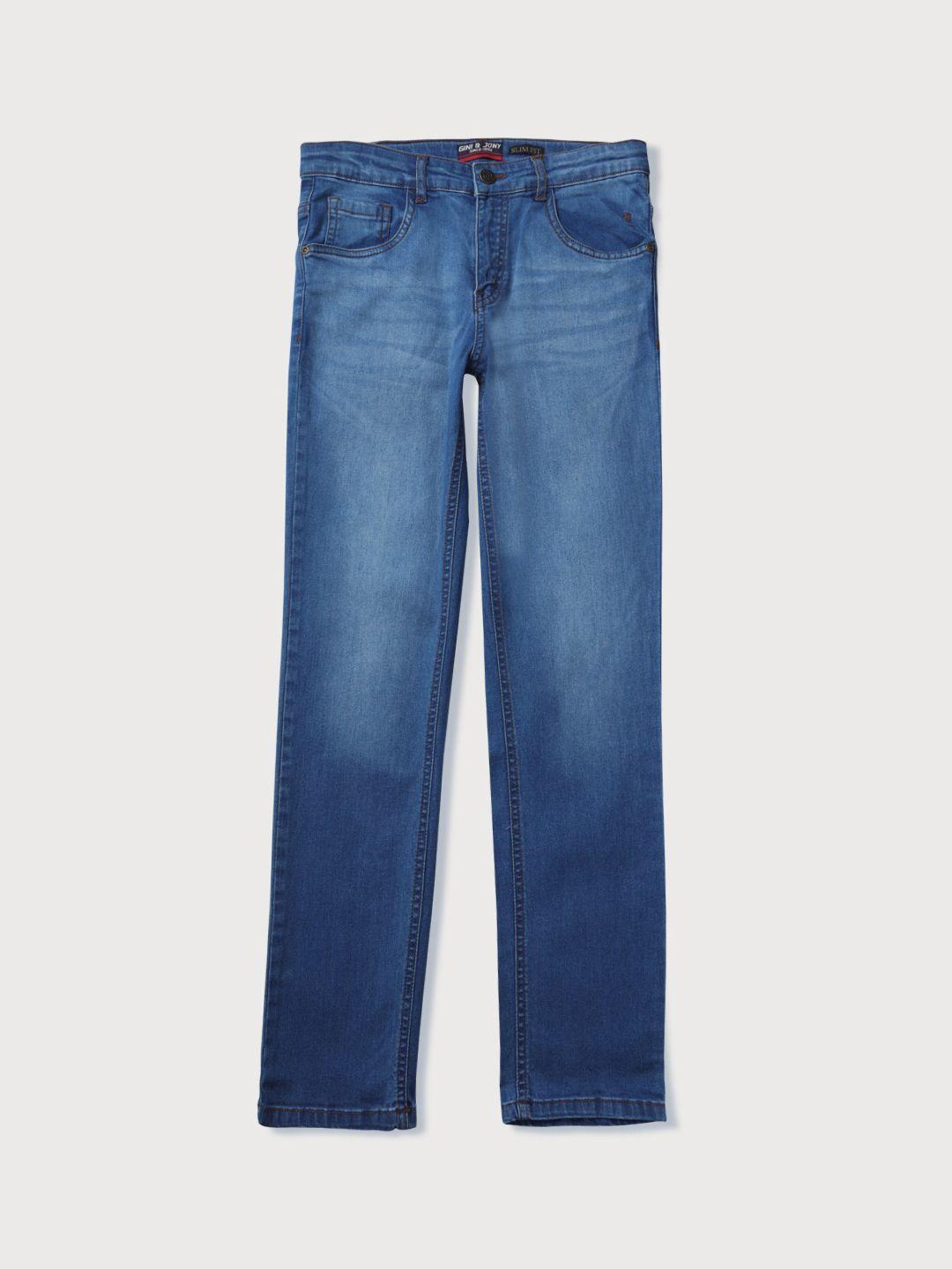 gini and jony boys straight fit low distress heavy fade cotton jeans