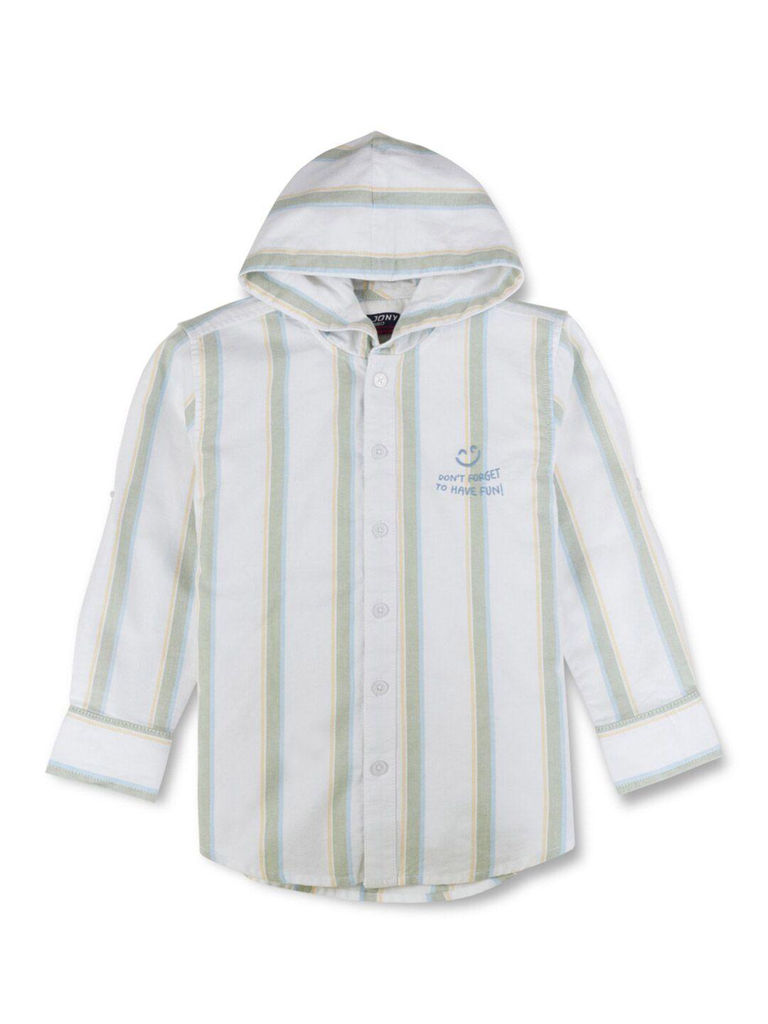 gini and jony boys vertical stripes hooded cotton shirt