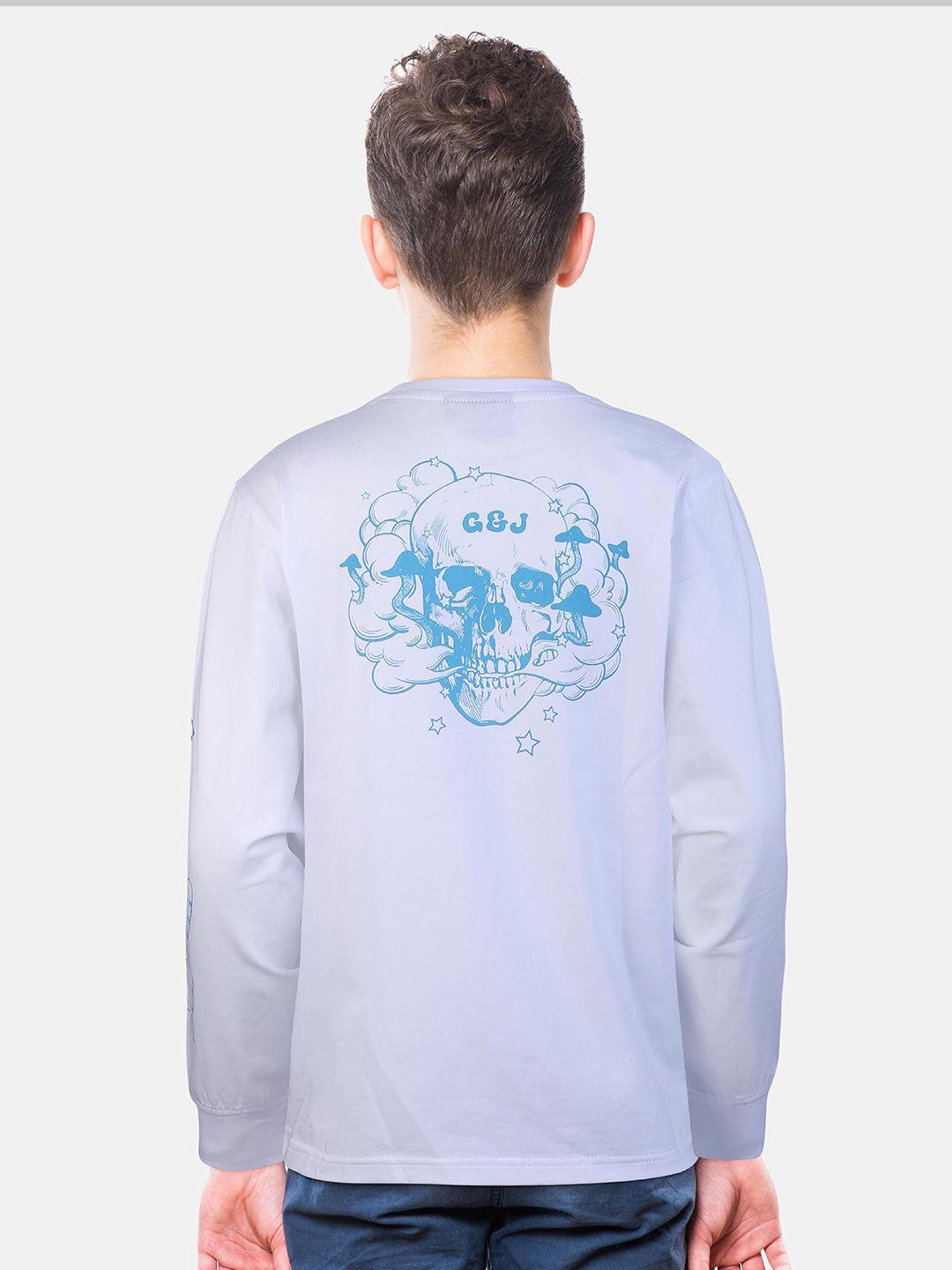 gini and jony boys white & blue printed t-shirt