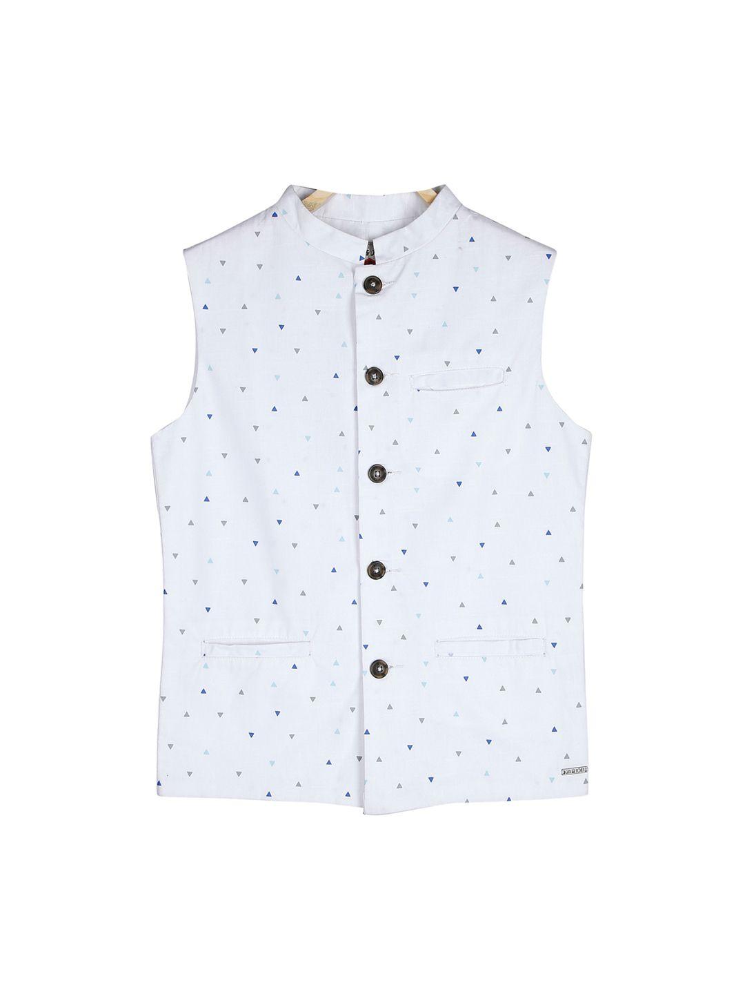 gini and jony boys white printed open front jacket