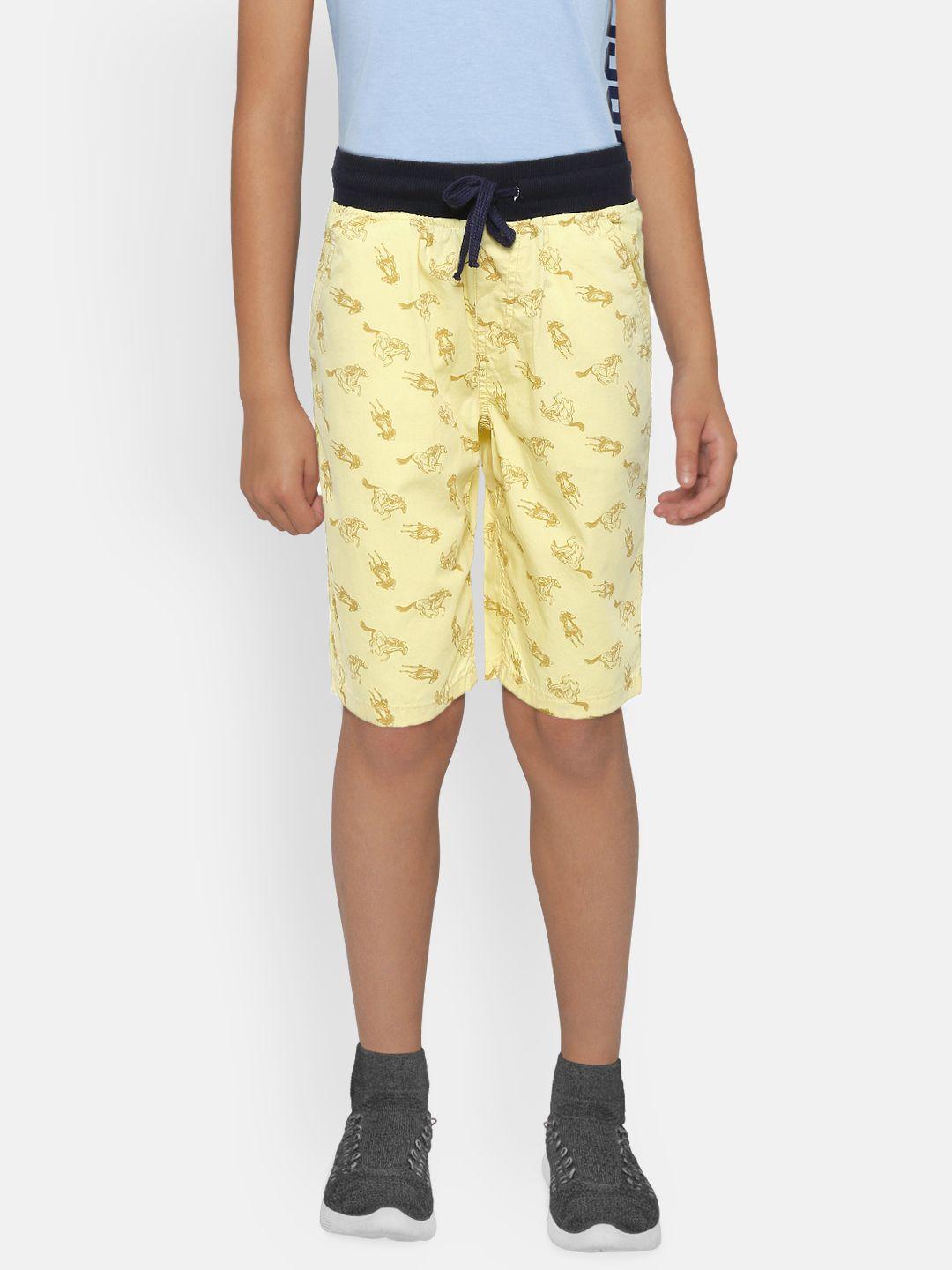 gini and jony boys yellow printed regular fit shorts