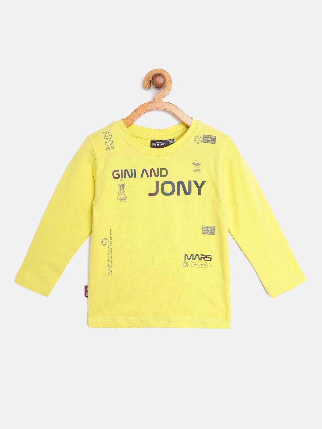 gini and jony infant boys yellow brand logo print t-shirt