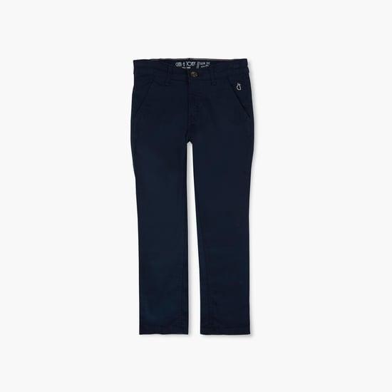 gini & jony boys solid flat front casual trousers
