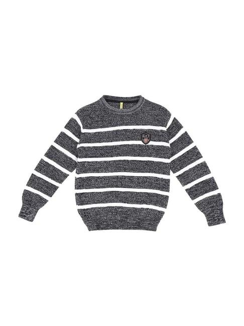gini & jony kids black & white cotton striped sweater