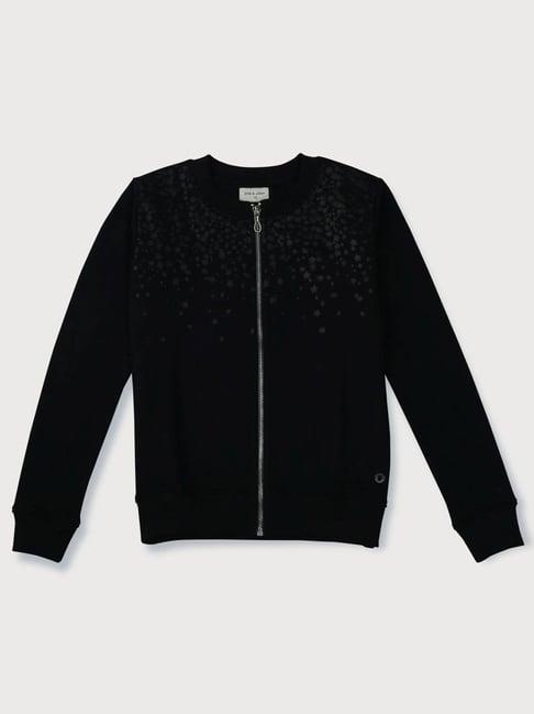 gini & jony kids black cotton embellished full sleeves jacket