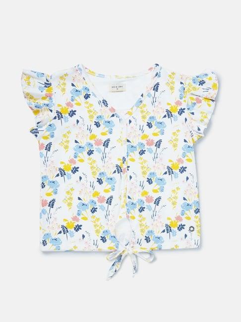 gini & jony kids blue cotton floral print top