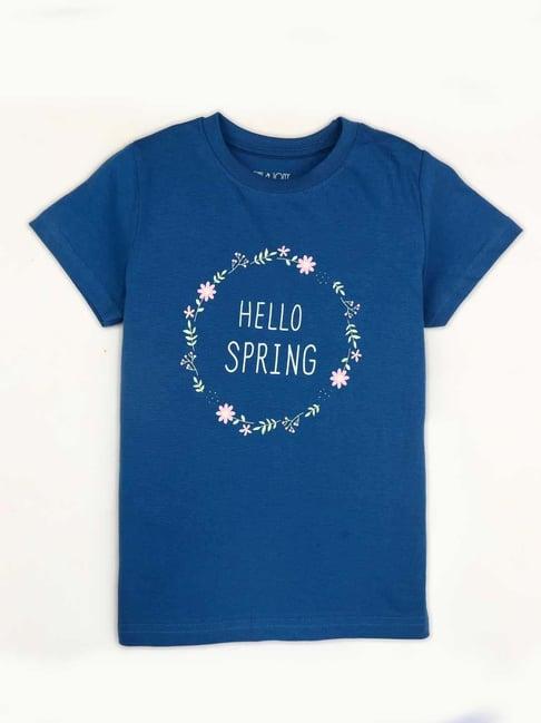 gini & jony kids blue cotton printed top