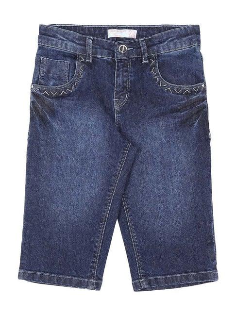 gini & jony kids blue cotton washed capris