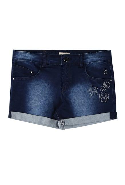 gini & jony kids blue embroidered shorts