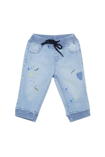 gini & jony kids blue printed jogger jeans