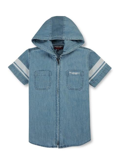 gini & jony kids blue solid shirt