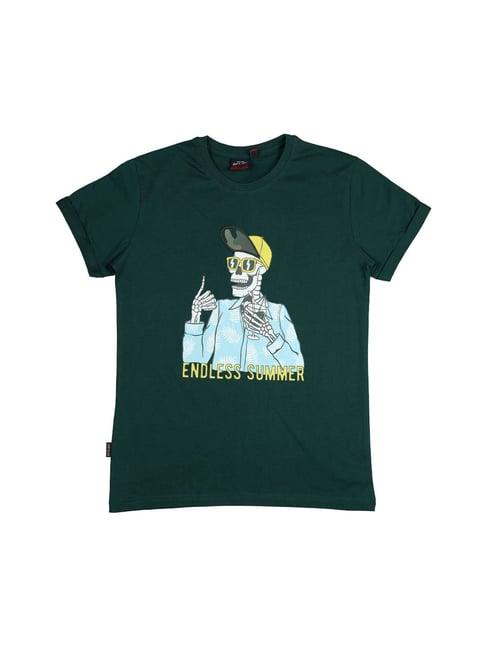 gini & jony kids green printed t-shirt