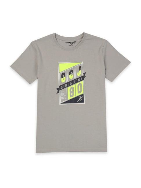 gini & jony kids grey cotton graphic t-shirt