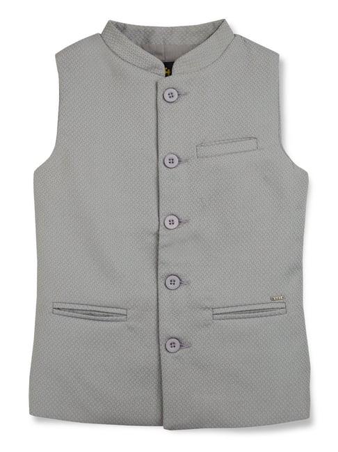 gini & jony kids grey solid nehru jacket