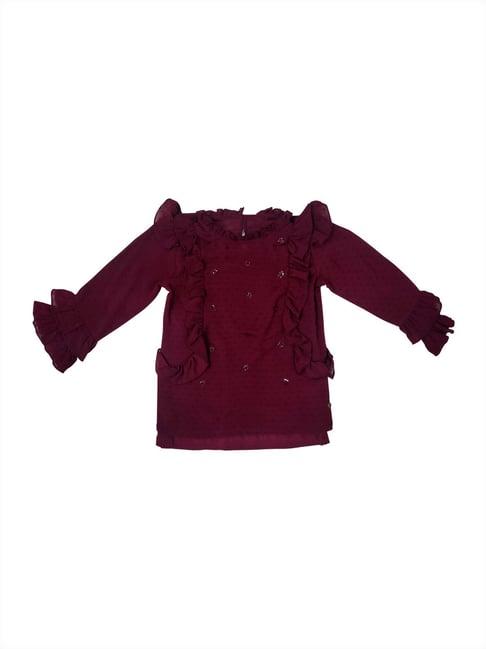 gini & jony kids maroon embellished top