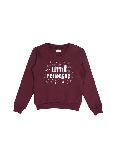 gini & jony kids maroon printed sweatshirt